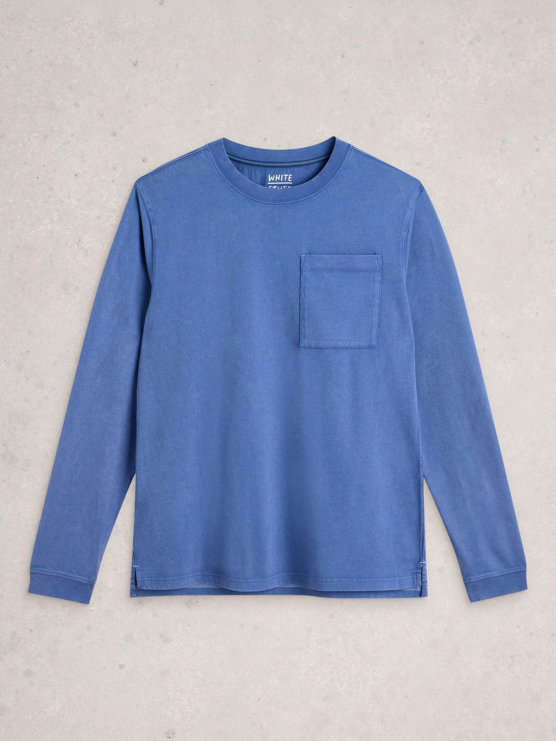 Product image 5 of 6, which shows White Stuff Accleton Long Sleeve Cotton T-Shirt, Mid Blue, XL