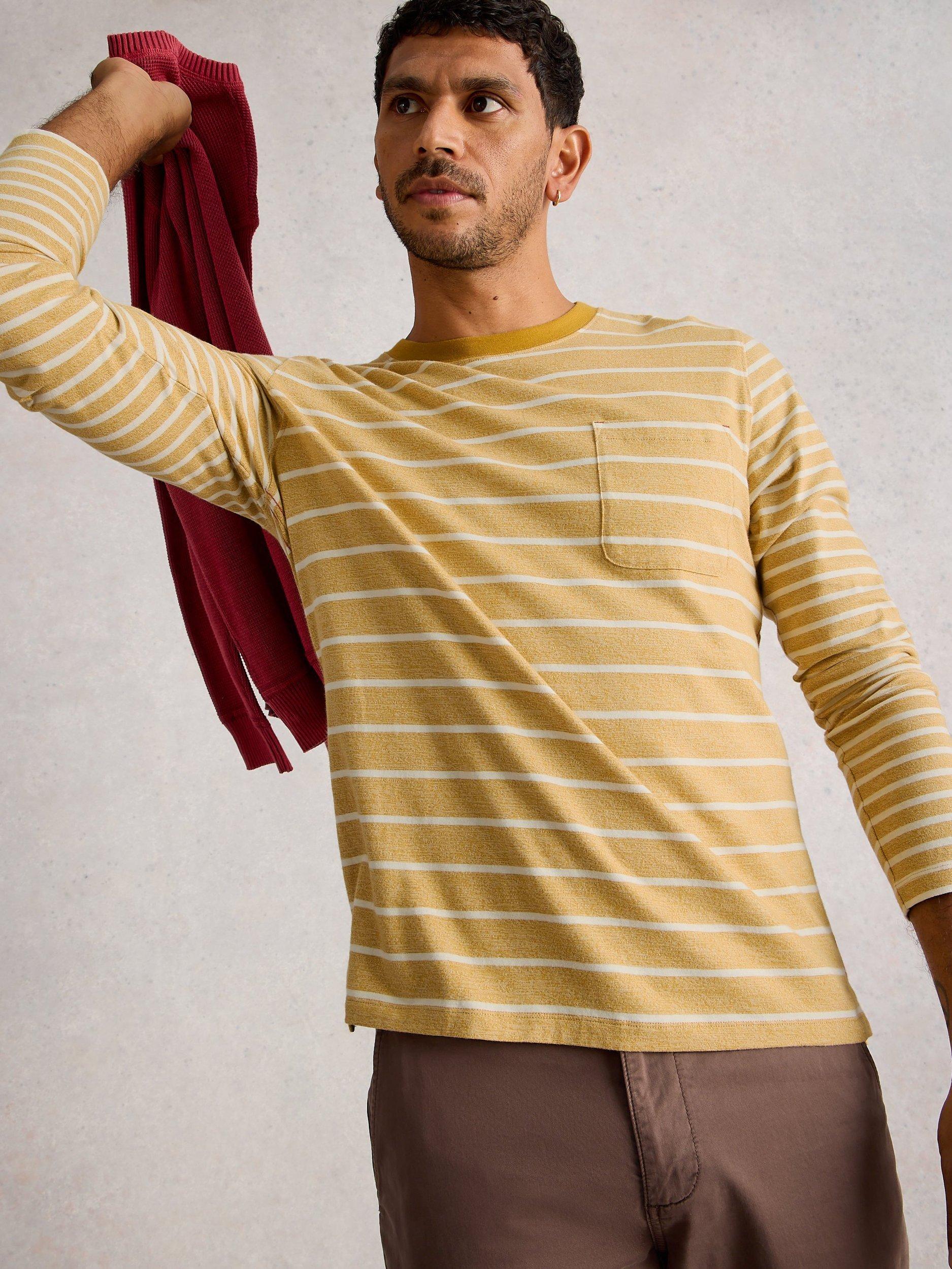 Product image 3 of 6, which shows White Stuff Accleton Cotton Regular Fit Stripe Shirt, Yellow/Multi, L