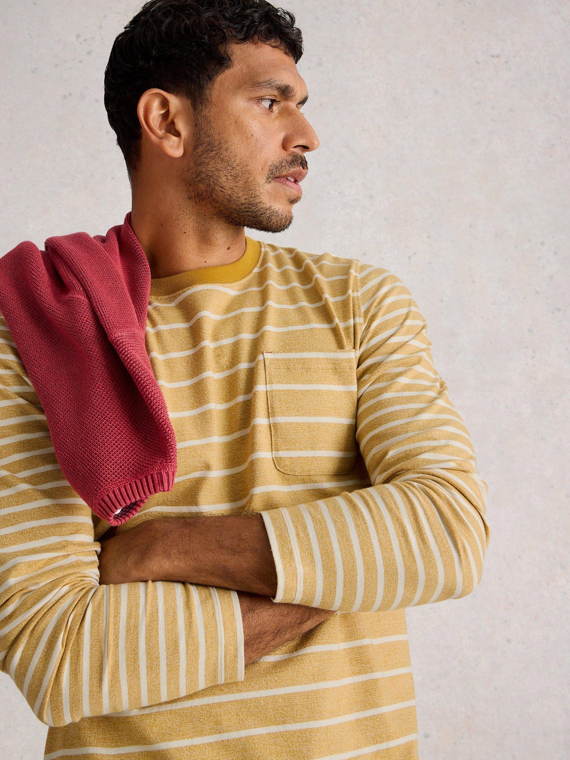 Product image 4 of 6, which shows White Stuff Accleton Cotton Regular Fit Stripe Shirt, Yellow/Multi, L