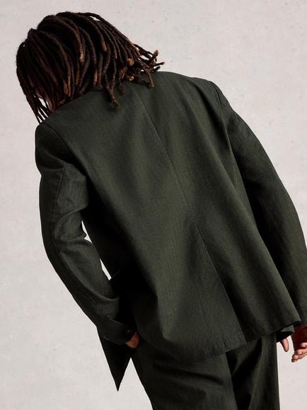 White Stuff Herringbone Cord Blazer, Khaki Green - view 2, Khaki Green