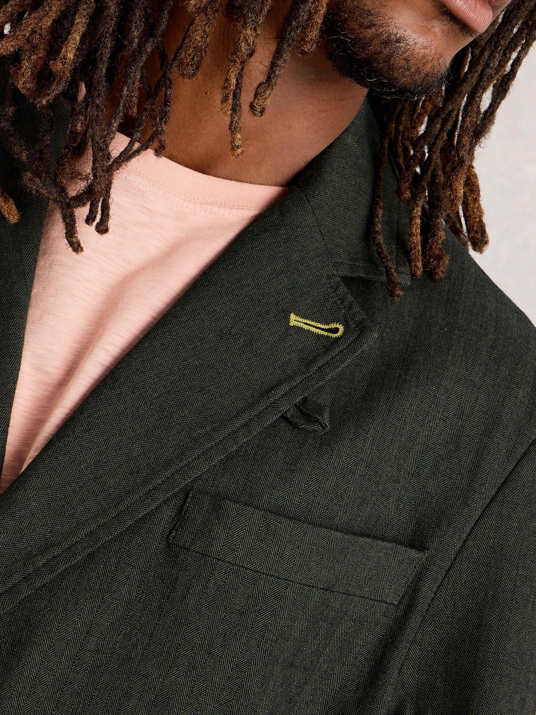 Product image 3 of 6, which shows White Stuff Herringbone Cord Blazer, Khaki Green, 38R