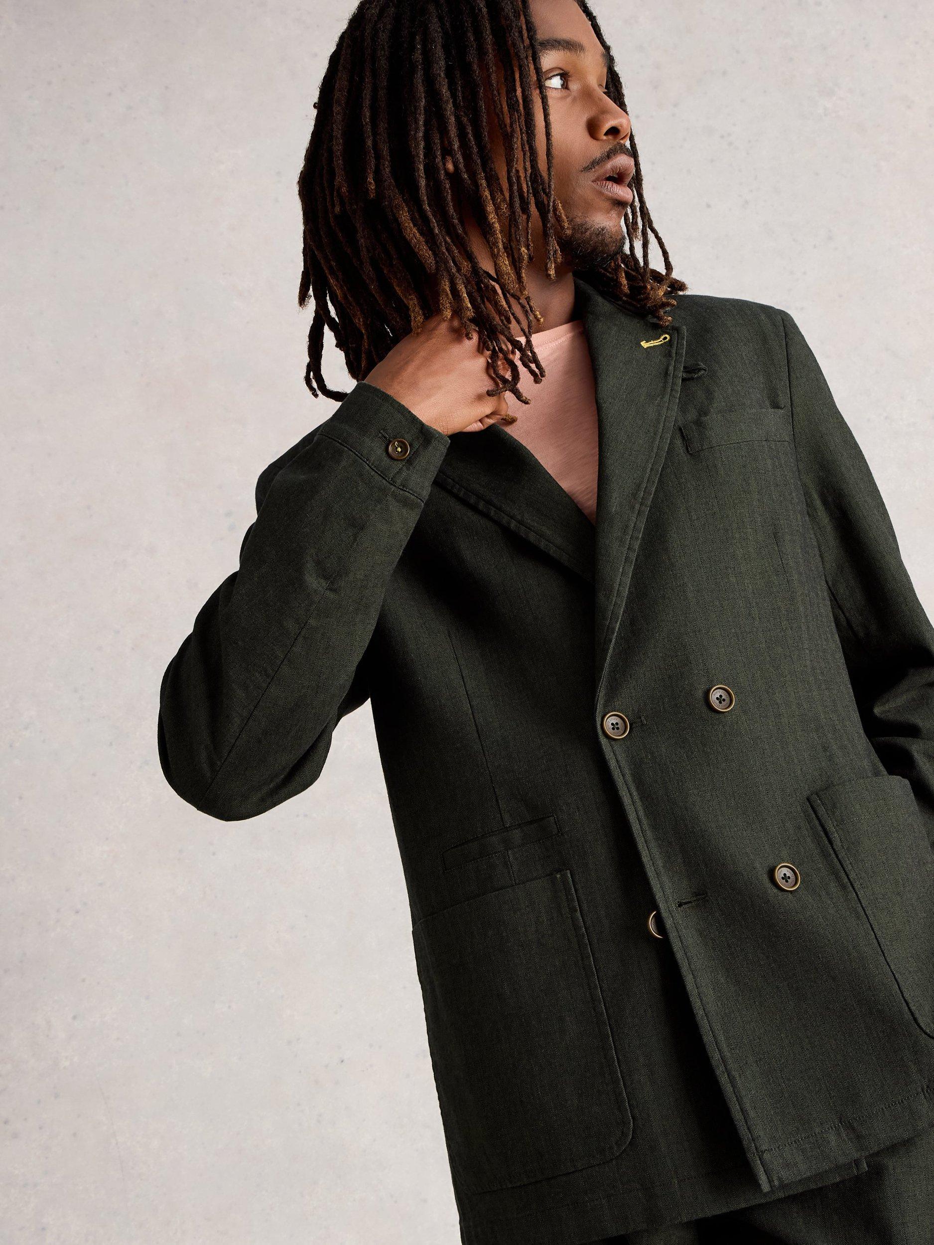 Product image 4 of 6, which shows White Stuff Herringbone Cord Blazer, Khaki Green, 38R