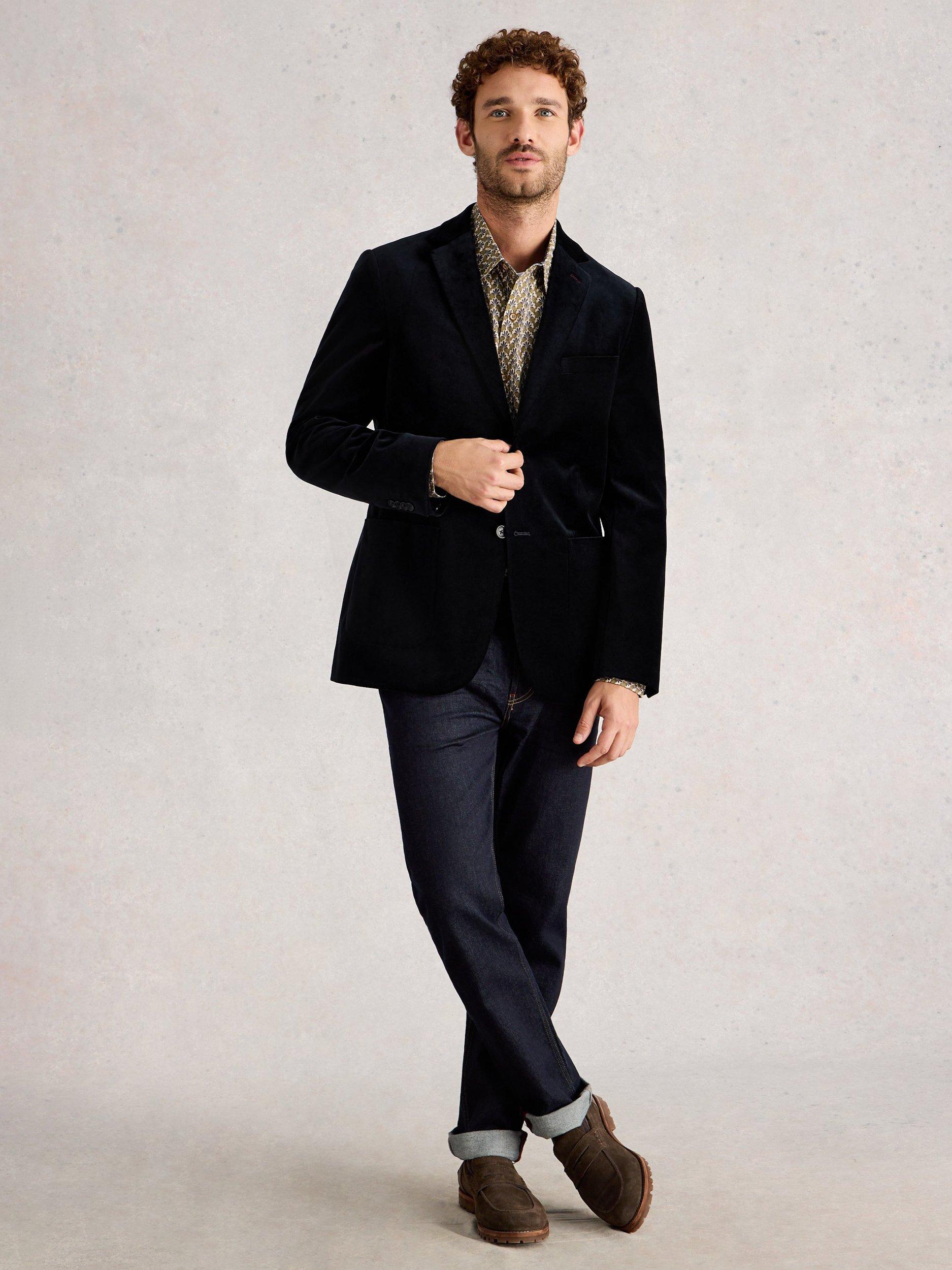 Product image 1 of 6, which shows White Stuff Cotton Velvet Blazer, Dark Navy, 38R