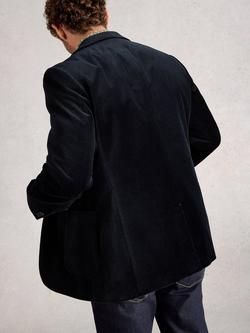 White Stuff Cotton Velvet Blazer, Dark Navy - view 2, Dark Navy