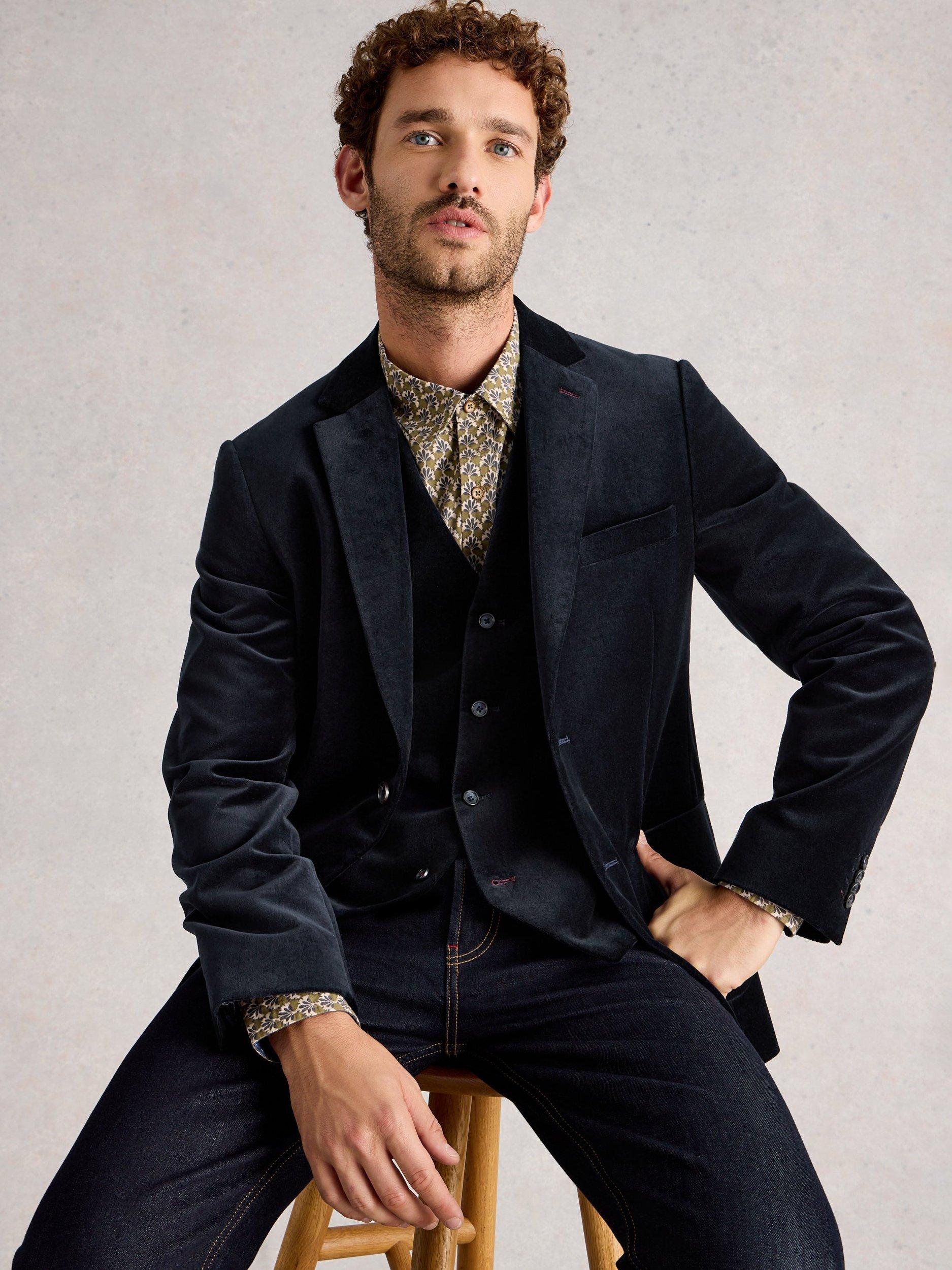 Product image 4 of 6, which shows White Stuff Cotton Velvet Blazer, Dark Navy, 38R