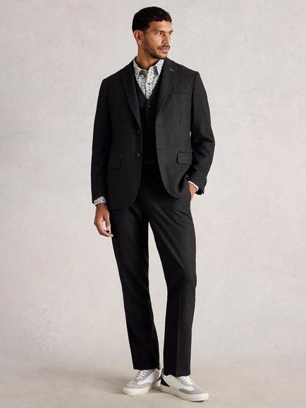 White Stuff Single Breasted Wool Blend Blazer, Charcoal Grey