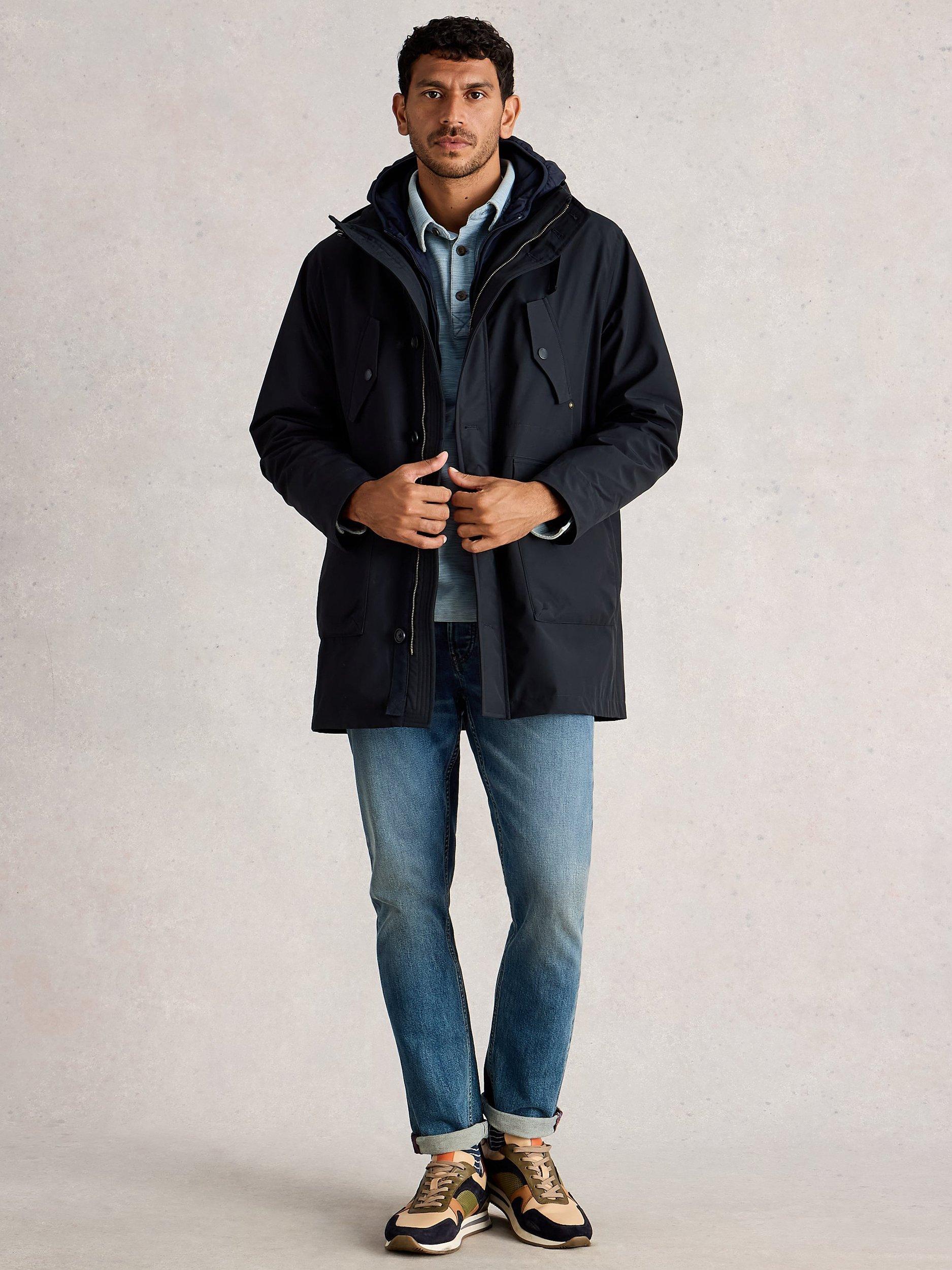 Product image 1 of 6, which shows White Stuff 2 in 1 Parka Overcoat, Dark Navy, S