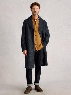 White Stuff Herringbone Overcoat, Dark/Navy, Dark/Navy