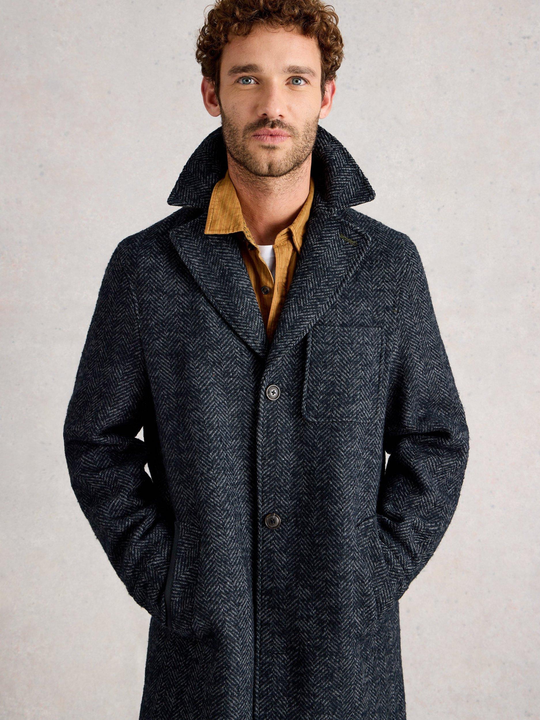Product image 4 of 6, which shows White Stuff Herringbone Overcoat, Dark/Navy, L