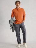 White Stuff Long Sleeve Utility Polo Shirt, Mid Orange