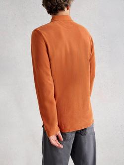 White Stuff Long Sleeve Utility Polo Shirt - view 2, Mid Orange