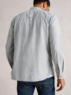 White Stuff Alnwick Cotton Stripe Grandad Shirt, White/Blue - view 2, White/Blue