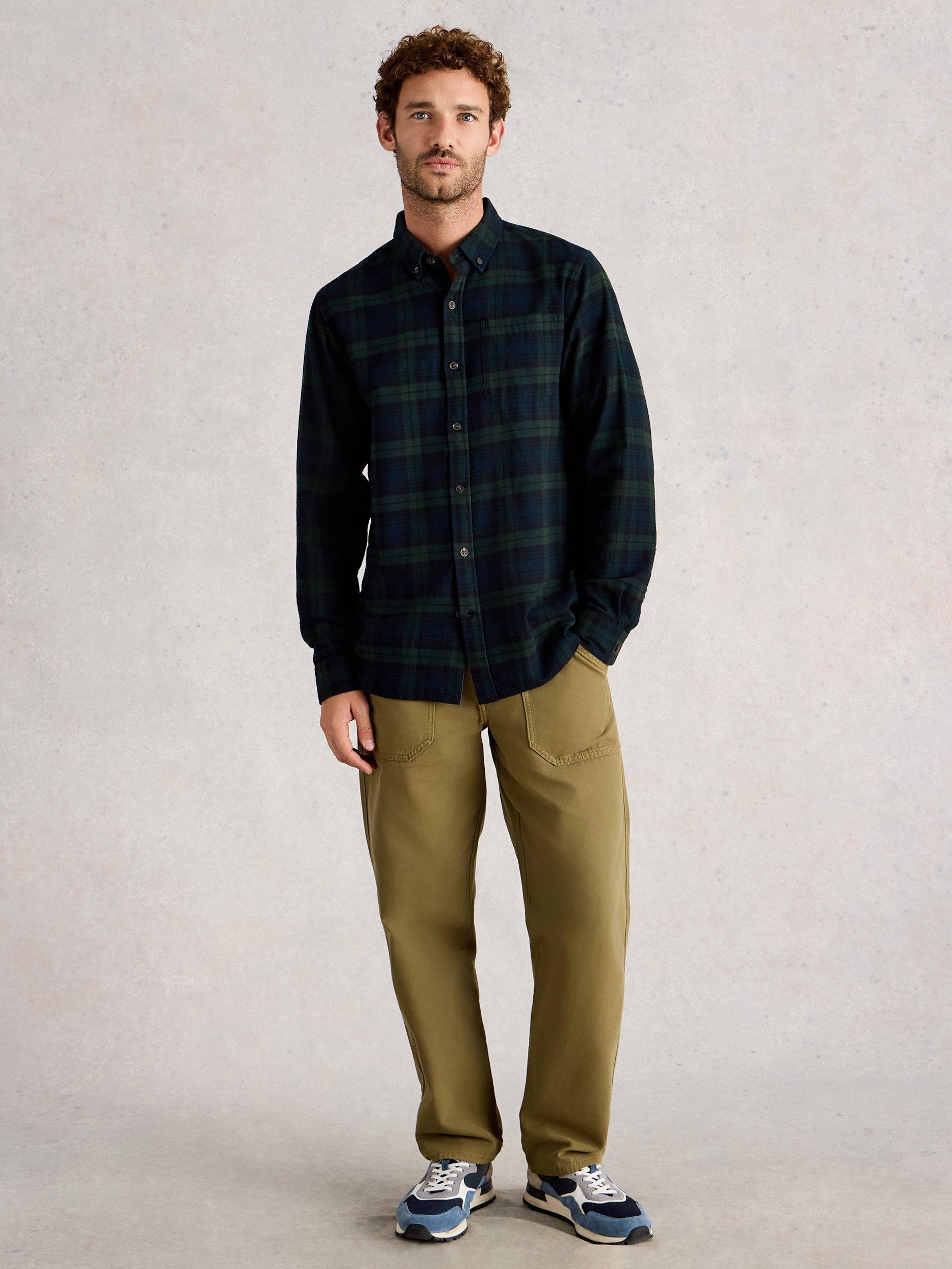 Product image 1 of 6, which shows White Stuff Blackwatch Cotton Check Long Sleeve Collar Shirt, Navy/Multi, XXL