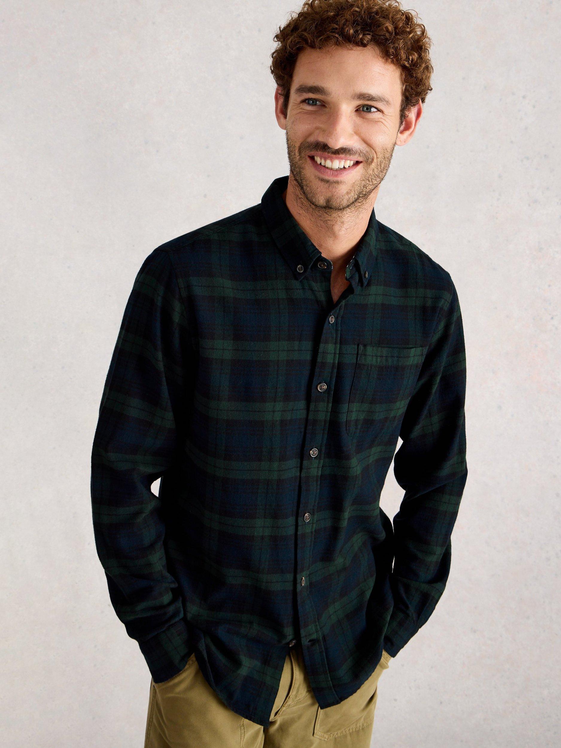 Product image 3 of 6, which shows White Stuff Blackwatch Cotton Check Long Sleeve Collar Shirt, Navy/Multi, XXL