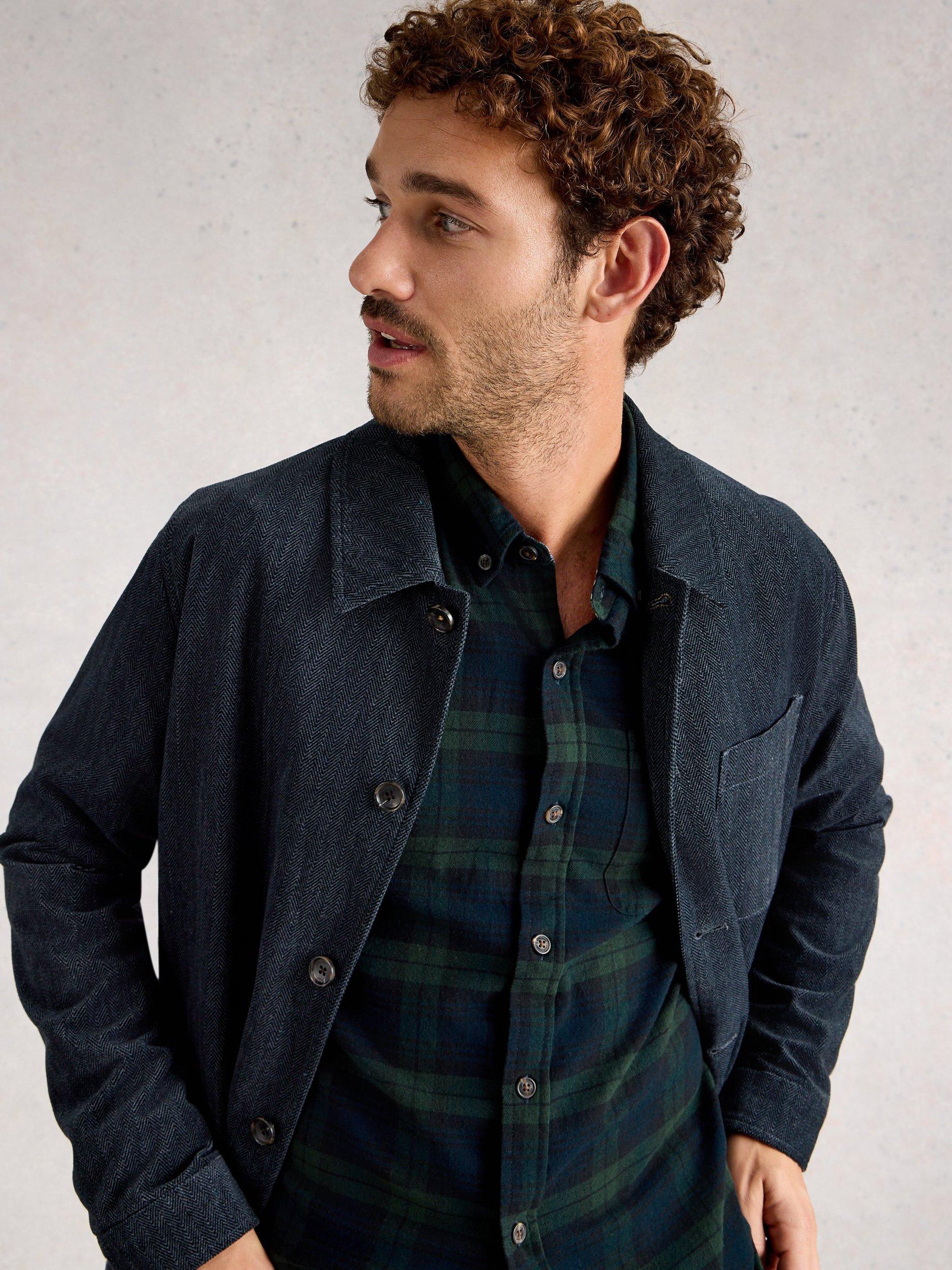 Product image 4 of 6, which shows White Stuff Blackwatch Cotton Check Long Sleeve Collar Shirt, Navy/Multi, XXL