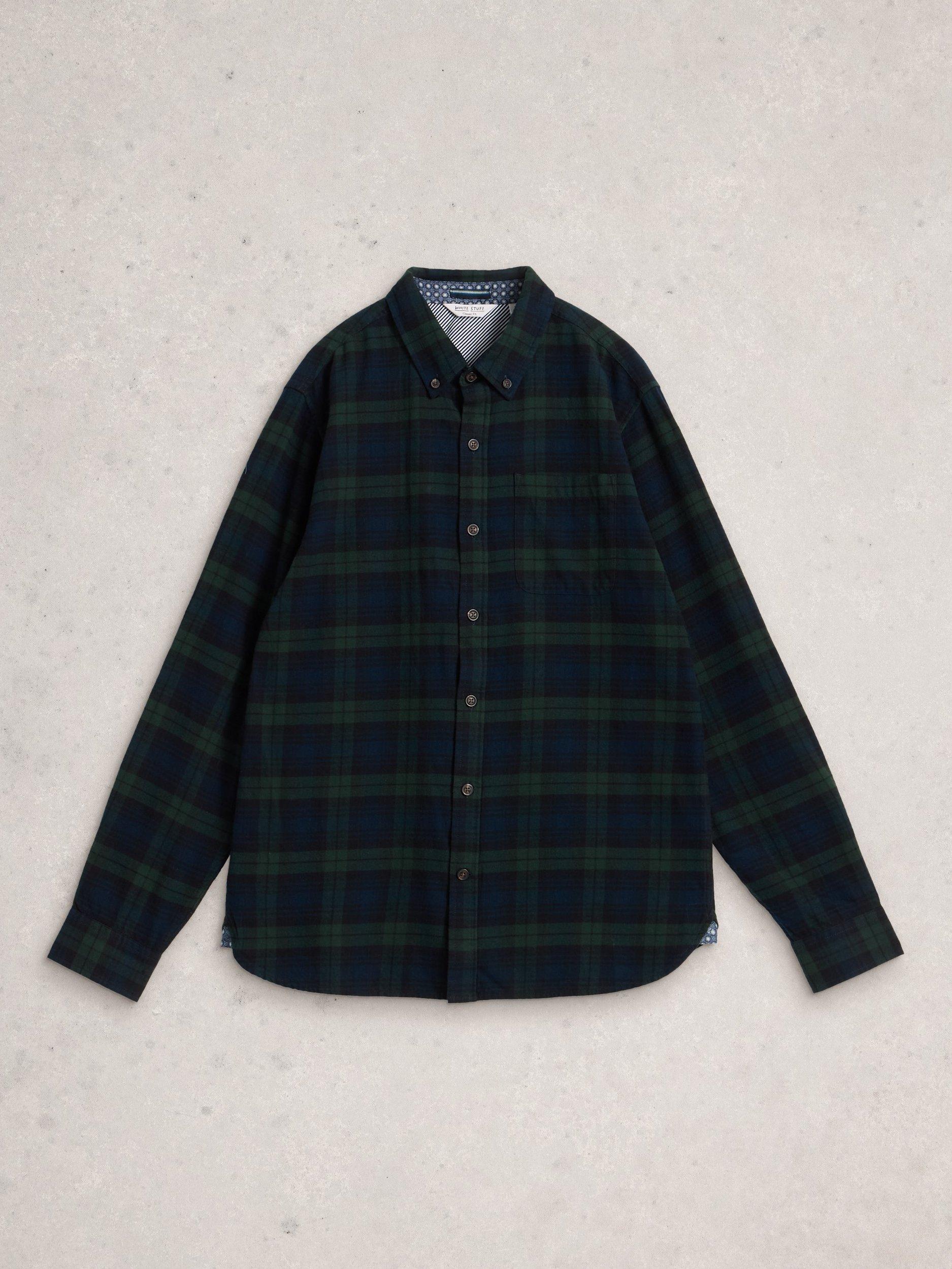 Product image 5 of 6, which shows White Stuff Blackwatch Cotton Check Long Sleeve Collar Shirt, Navy/Multi, XXL