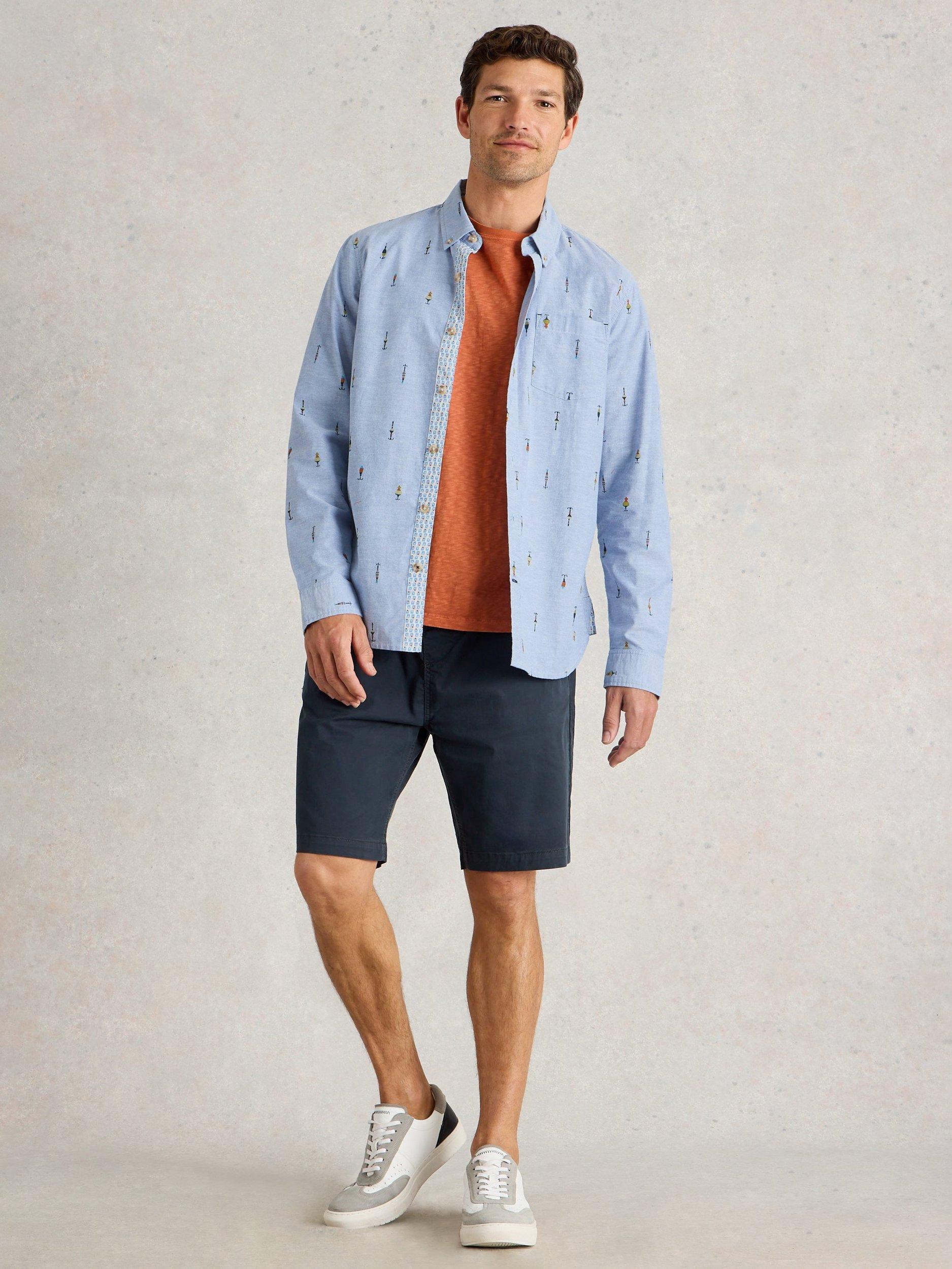 Product image 1 of 6, which shows White Stuff Finsbury Fish Hook Cotton Shirt, Chamb Blue, S Reg