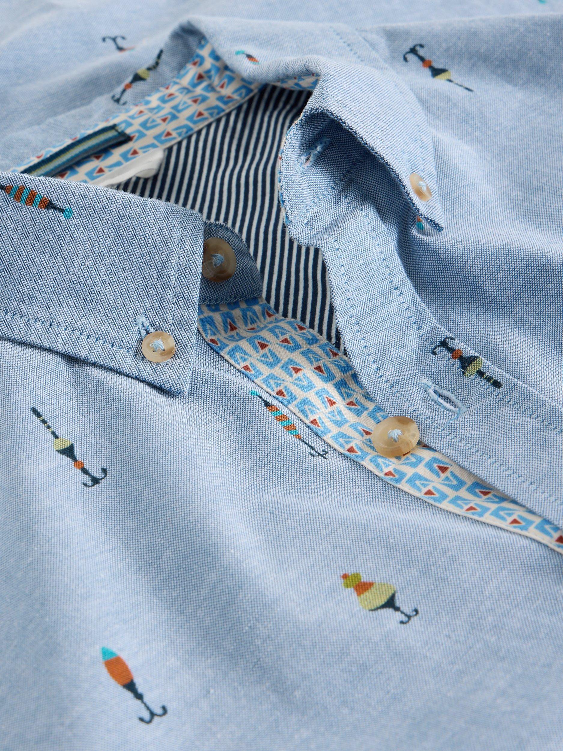 Product image 6 of 6, which shows White Stuff Finsbury Fish Hook Cotton Shirt, Chamb Blue, S Reg