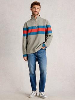 White Stuff Pique Half-Zip Sweatshirt, Green/Multi, Green/Multi