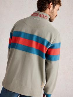 White Stuff Pique Half-Zip Sweatshirt, Green/Multi - view 2, Green/Multi