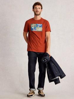 White Stuff Abersoch Cotton Regular Fit Short Sleeve Bike Graphic T-Shirt, Orange, Orange