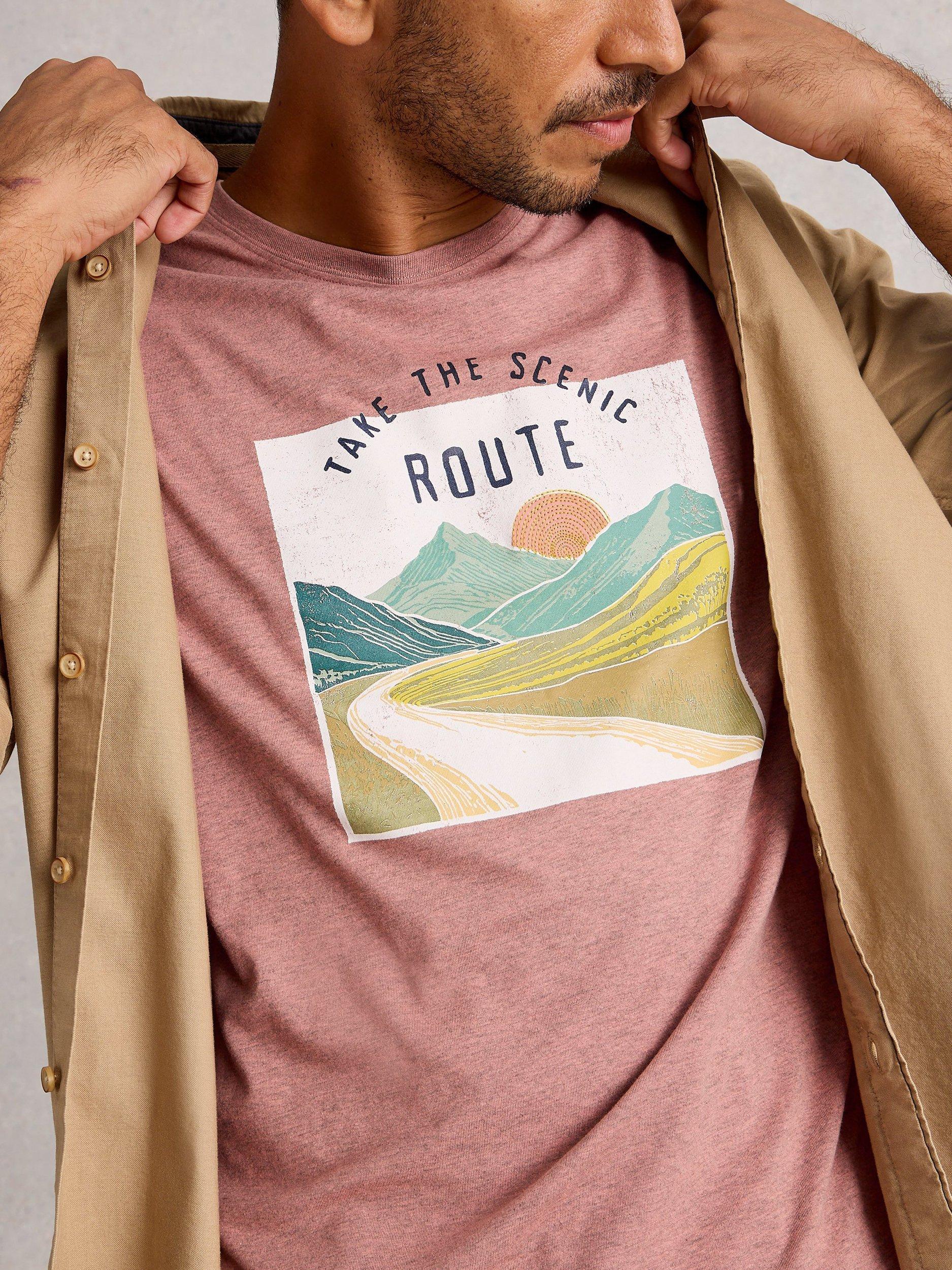 Product image 3 of 6, which shows White Stuff Abersoch Graphic Print Cotton Blend T-Shirt, Pink, L