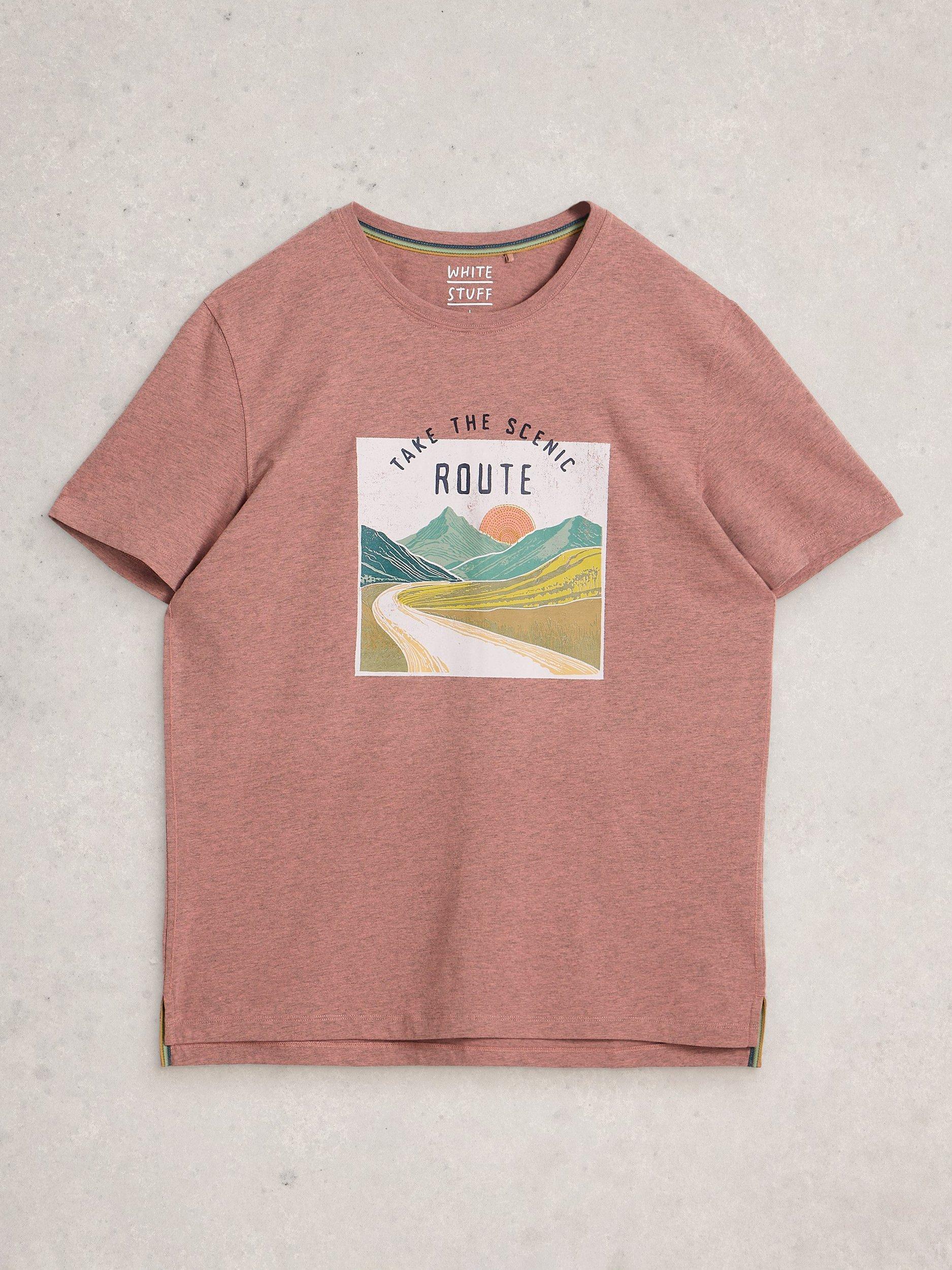 Product image 5 of 6, which shows White Stuff Abersoch Graphic Print Cotton Blend T-Shirt, Pink, L
