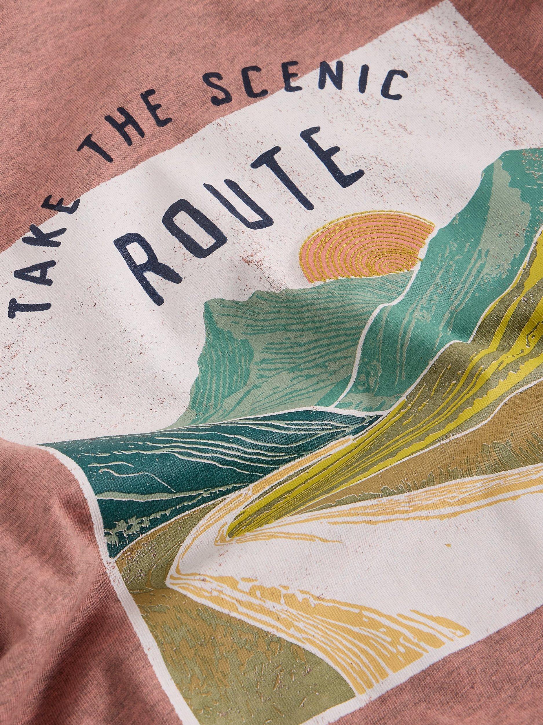 Product image 6 of 6, which shows White Stuff Abersoch Graphic Print Cotton Blend T-Shirt, Pink, L