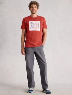 White Stuff Abersoch Bike Print Cotton Blend T-Shirt, Red