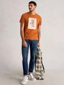 White Stuff Abersoch Graphic Print Cotton Blend T-Shirt, Orange/Multi