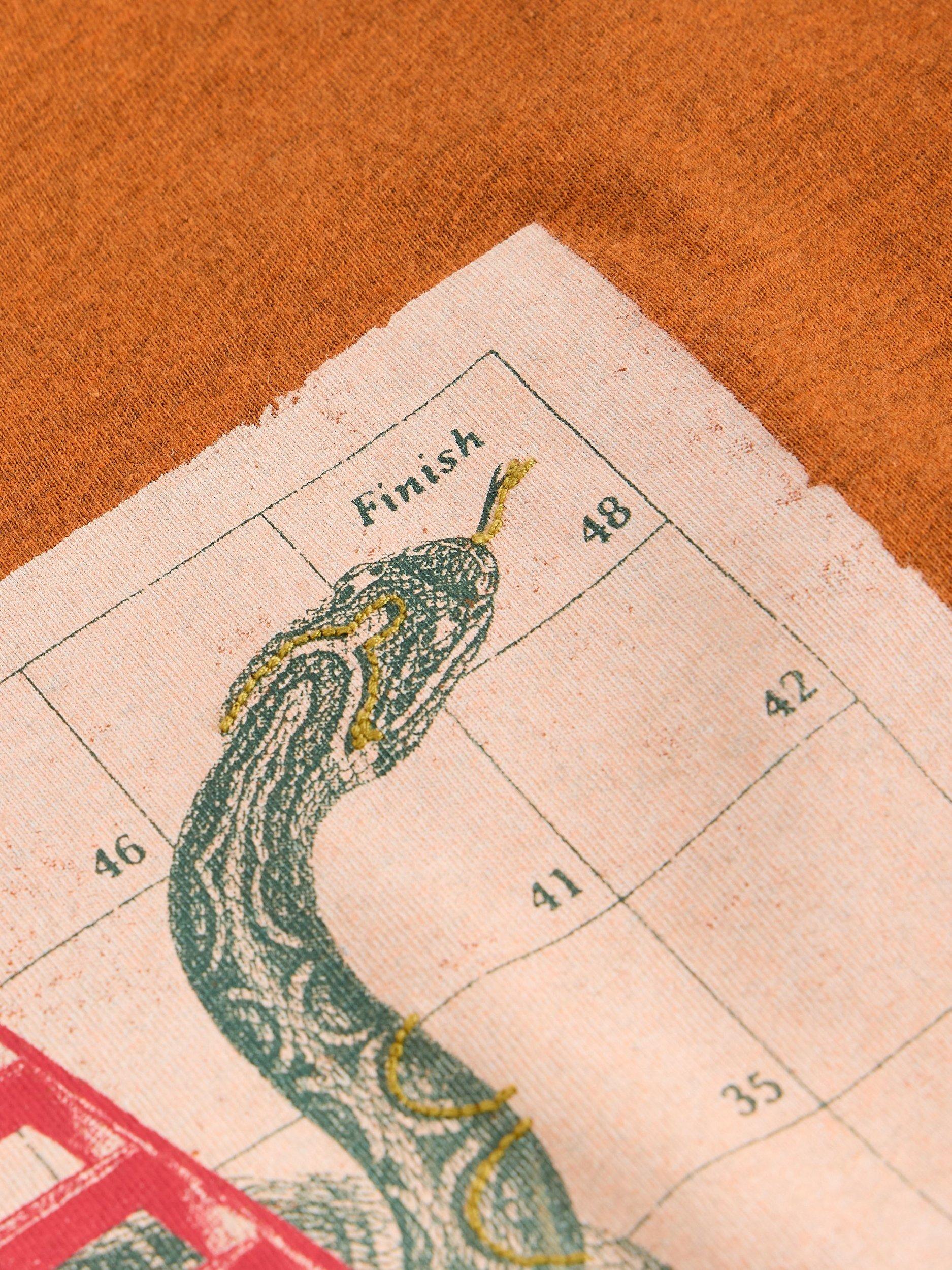 Product image 6 of 6, which shows White Stuff Abersoch Graphic Print Cotton Blend T-Shirt, Orange/Multi, S