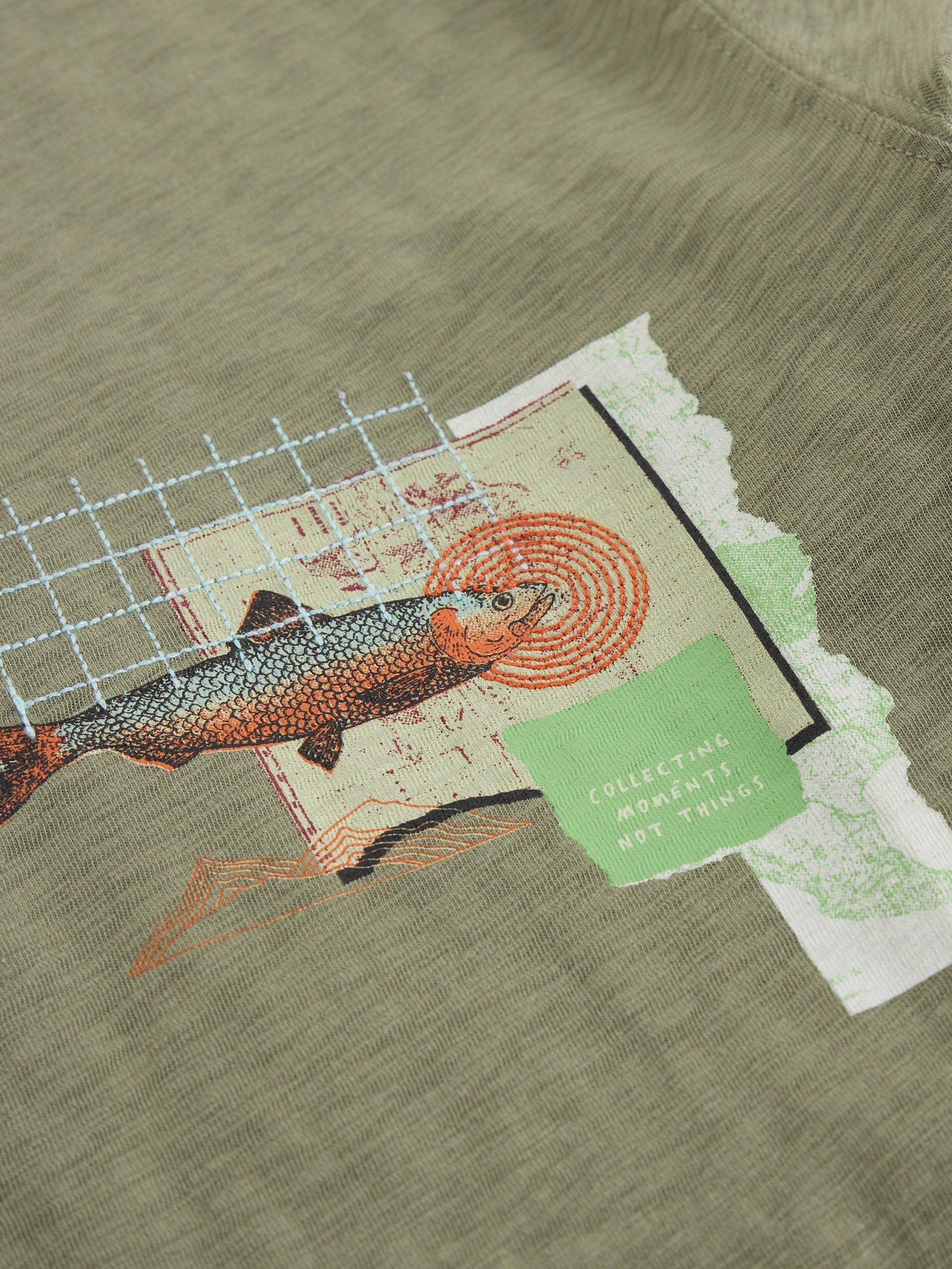 Product image 6 of 6, which shows White Stuff Abersoch Fish Graphic Print Cotton T-Shirt, Green, XXS