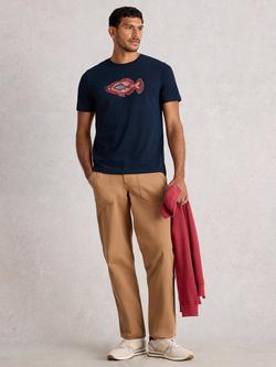White Stuff Abersoch Fish Graphic Print Cotton Blend T-Shirt, Navy