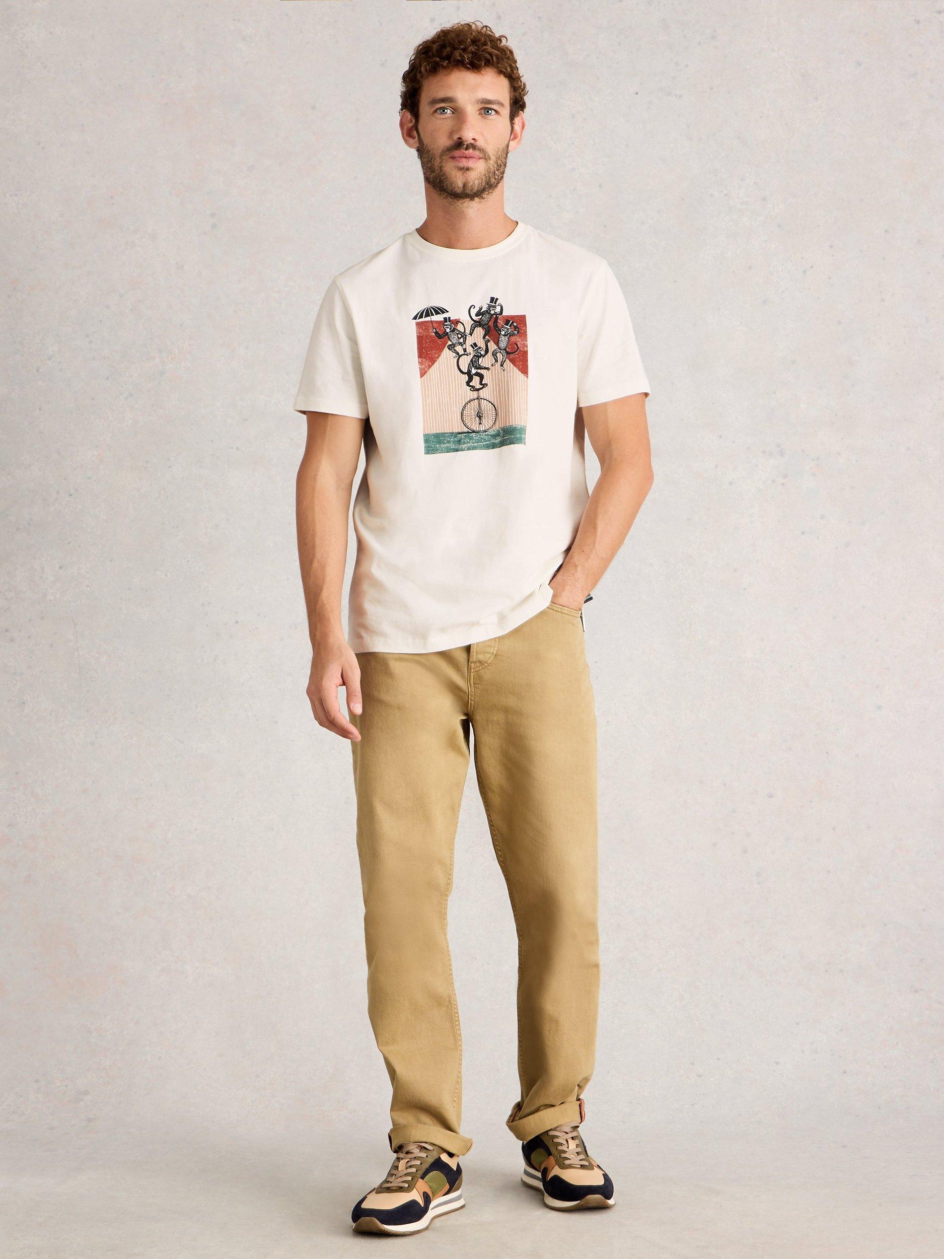 Product image 1 of 6, which shows White Stuff Abersoch Cotton Regular Fit Monkey Graphic T-Shirt, White, M