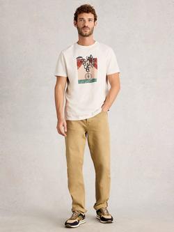 White Stuff Abersoch Cotton Regular Fit Monkey Graphic T-Shirt, White, White