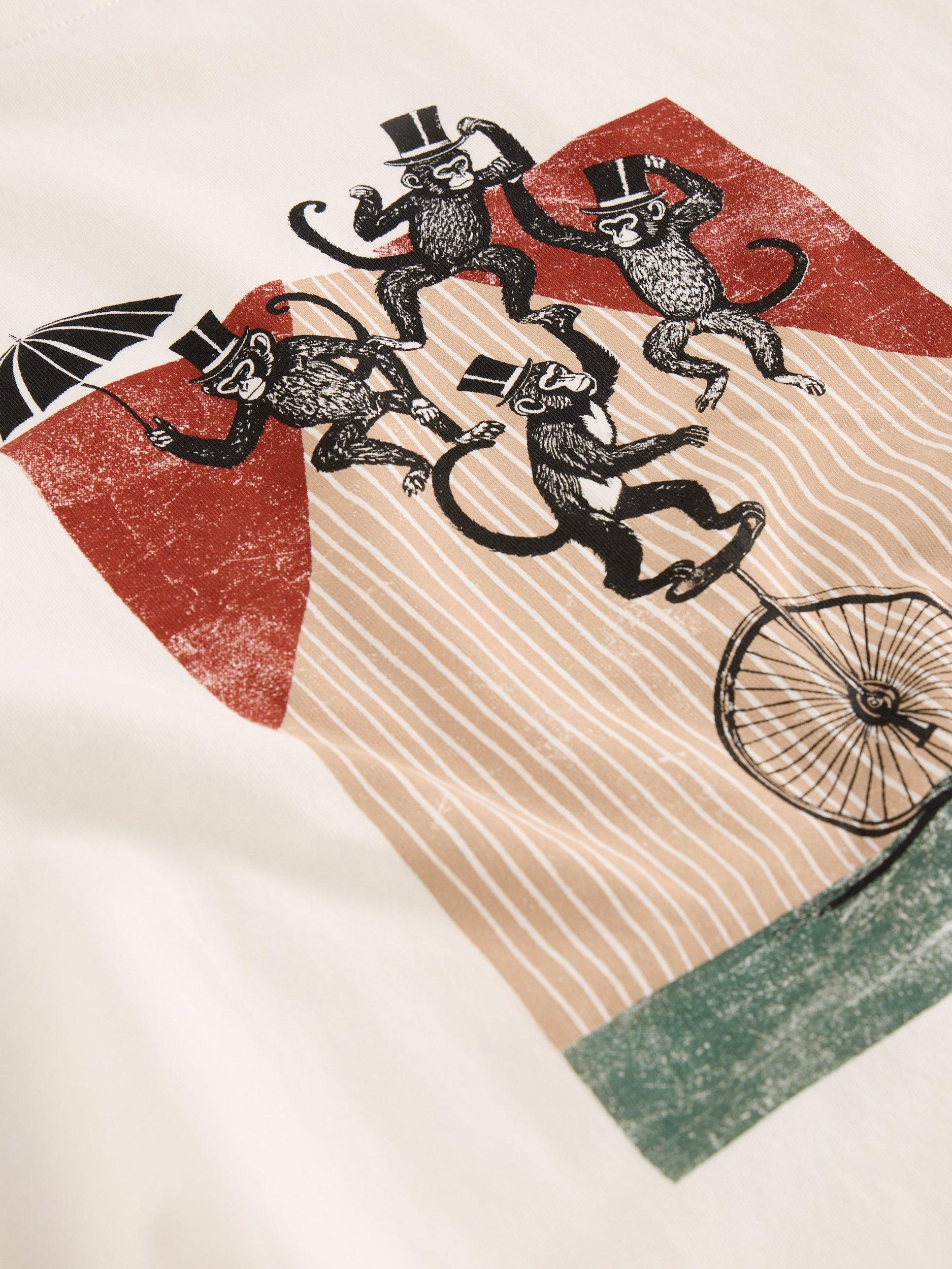 Product image 6 of 6, which shows White Stuff Abersoch Cotton Regular Fit Monkey Graphic T-Shirt, White, M