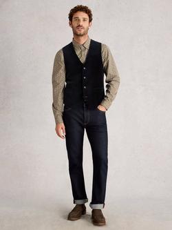 White Stuff Wool Blend Velvet Waistcoat, Dark Navy, Dark Navy