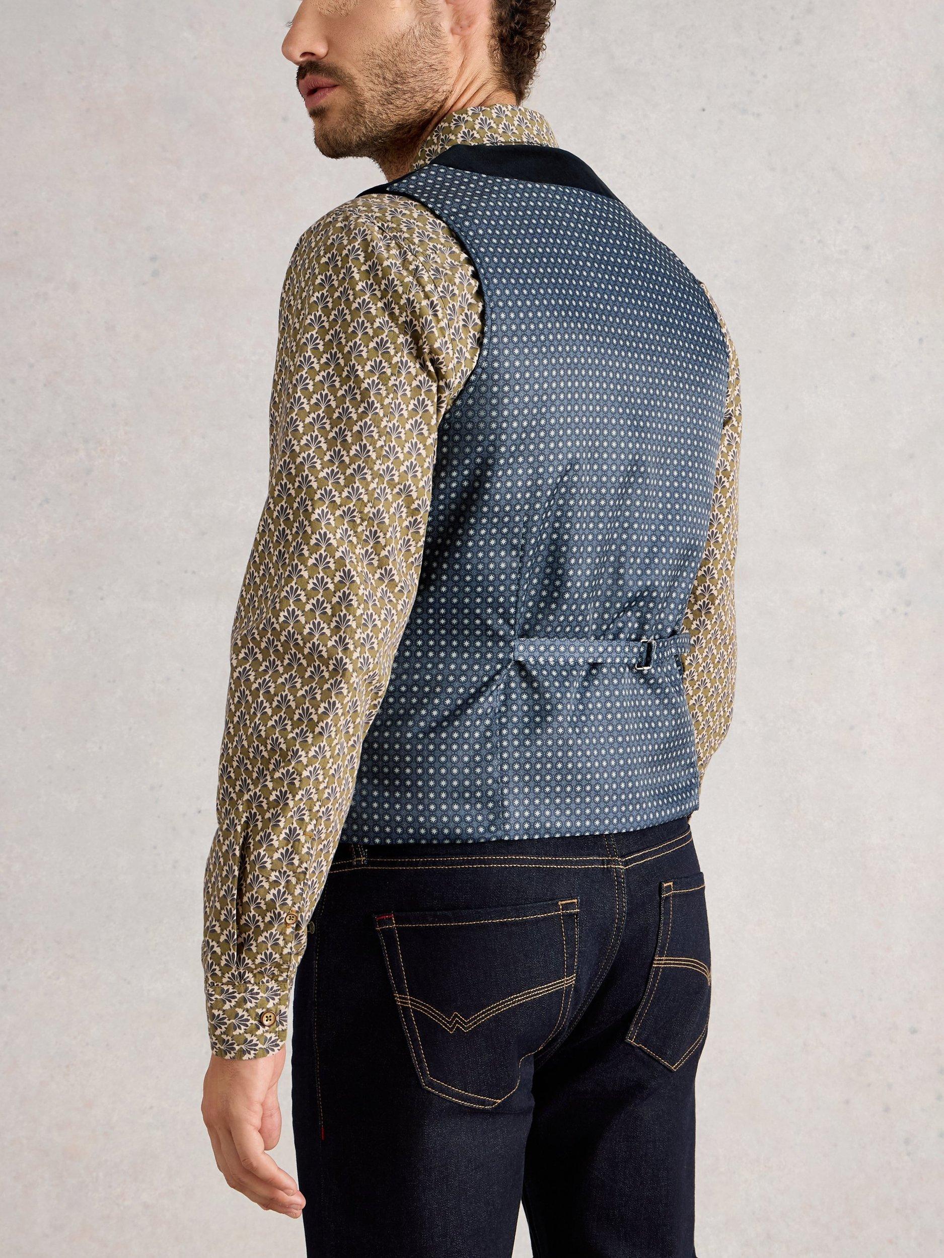 Product image 2 of 6, which shows White Stuff Wool Blend Velvet Waistcoat, Dark Navy, 38R