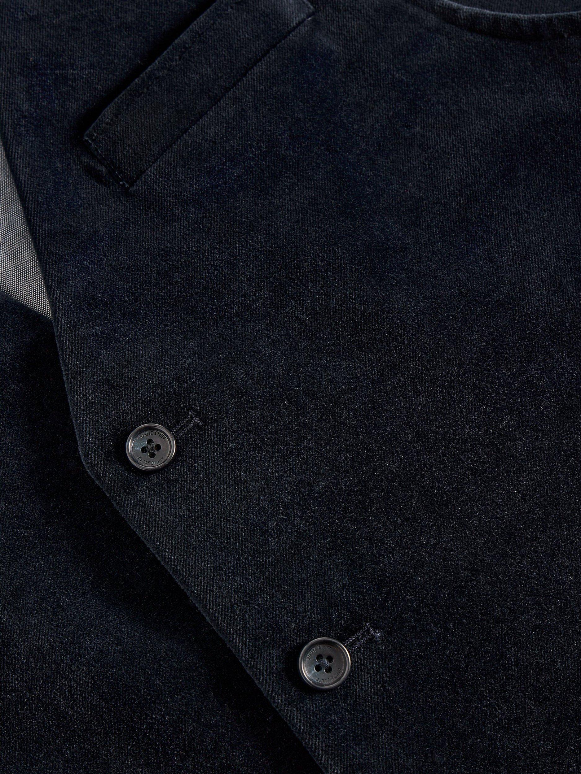 Product image 6 of 6, which shows White Stuff Wool Blend Velvet Waistcoat, Dark Navy, 38R