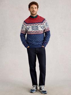 White Stuff Penguin Wool Blend Fair Isle Crew Neck Jumper, Red/Multi