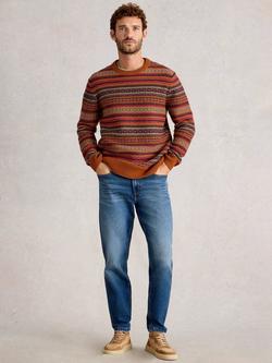 White Stuff Ossett Wool Blend Fair Isle Crew Neck Jumper, Orange/Multi