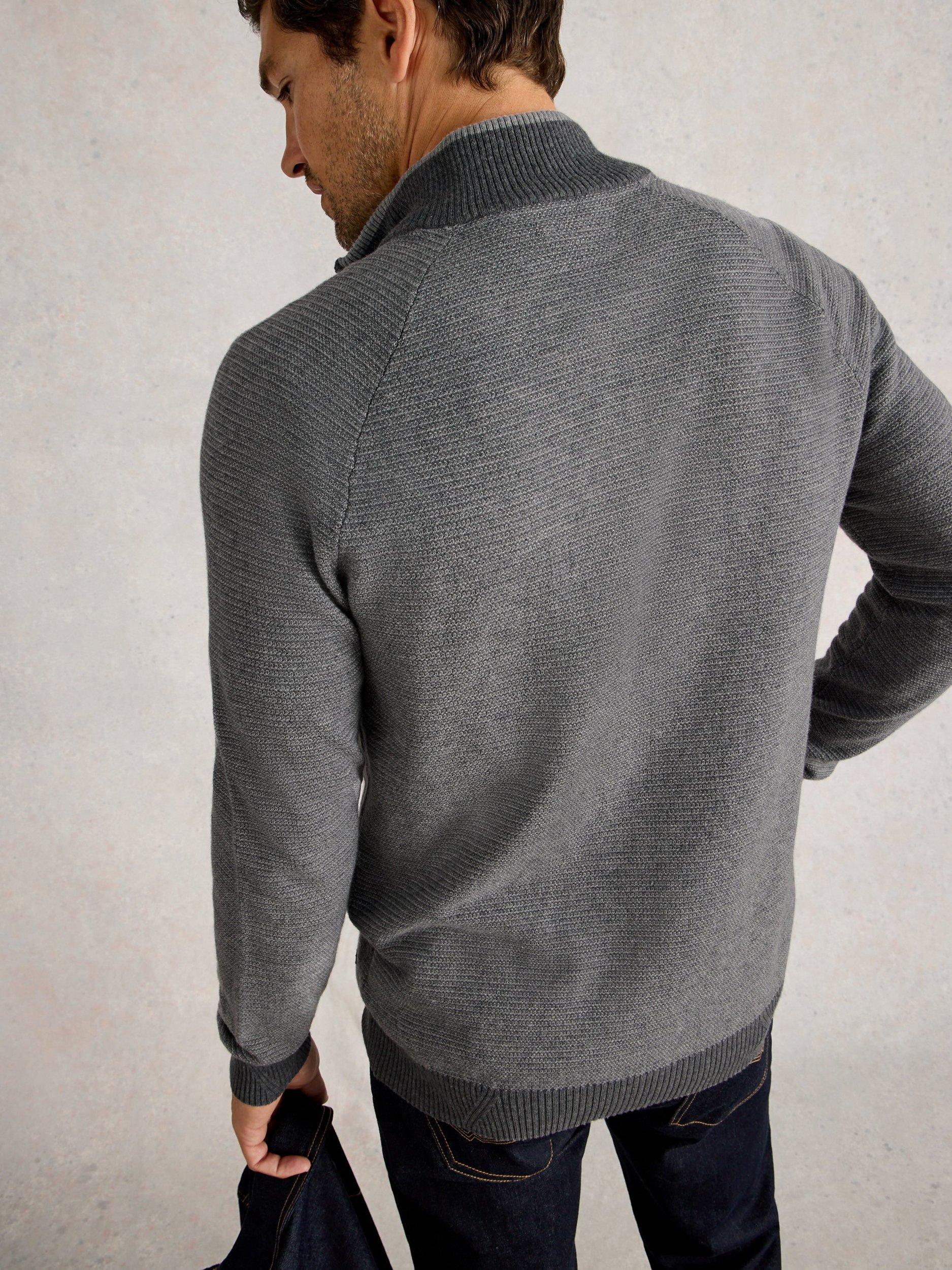 Product image 2 of 6, which shows White Stuff Newport Half Zip Merino Wool Cotton Blend Jumper, Grey, L