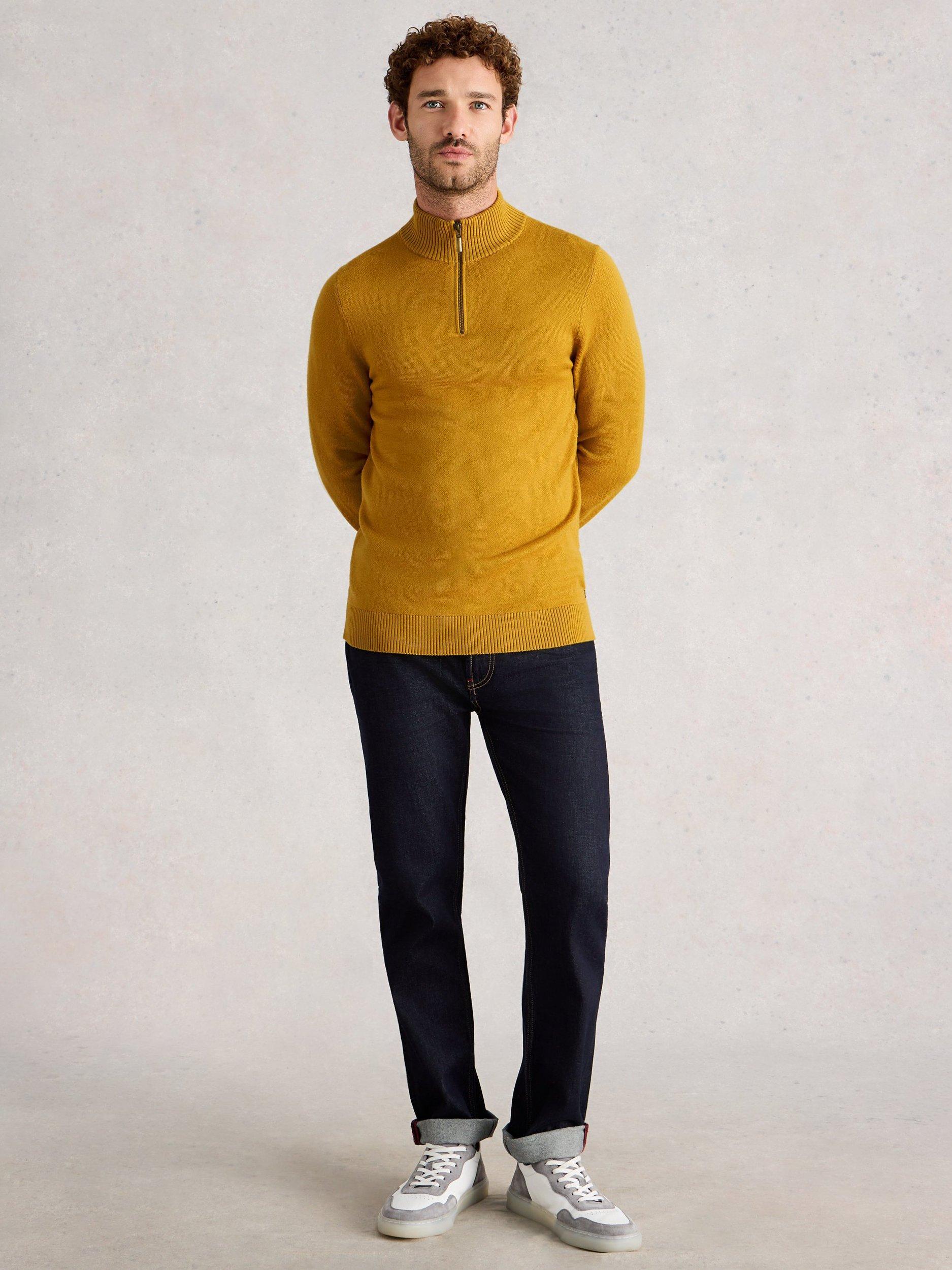 Product image 1 of 6, which shows White Stuff Newport Half Zip Merino Wool Jumper, Yellow, XXL Reg