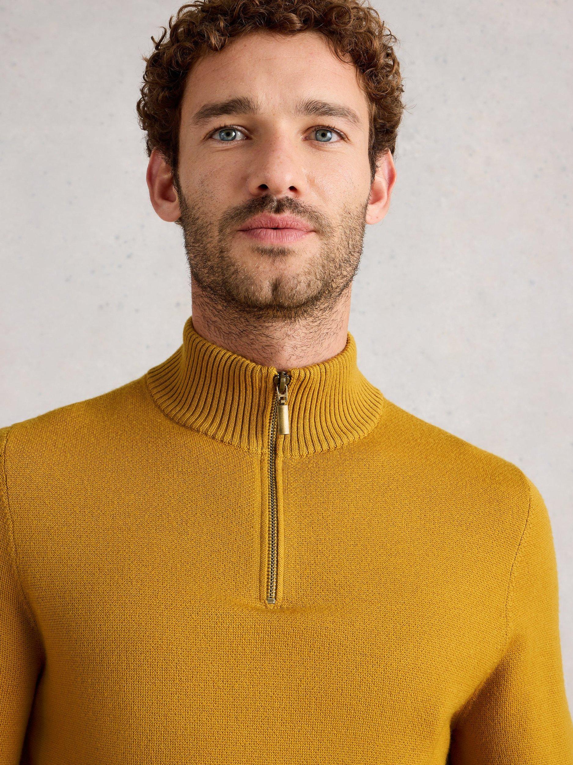 Product image 3 of 6, which shows White Stuff Newport Half Zip Merino Wool Jumper, Yellow, XXL Reg