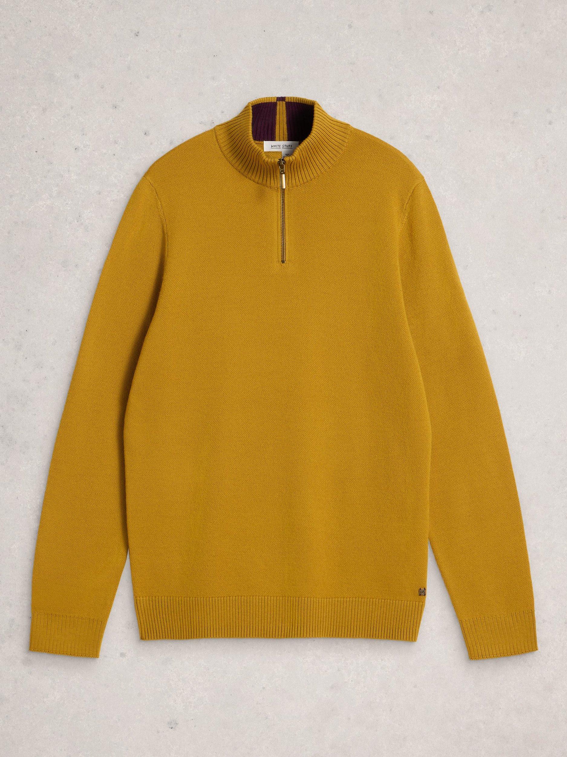 Product image 5 of 6, which shows White Stuff Newport Half Zip Merino Wool Jumper, Yellow, XXL Reg