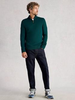 White Stuff Newport Half Zip Merino Wool Jumper, Green