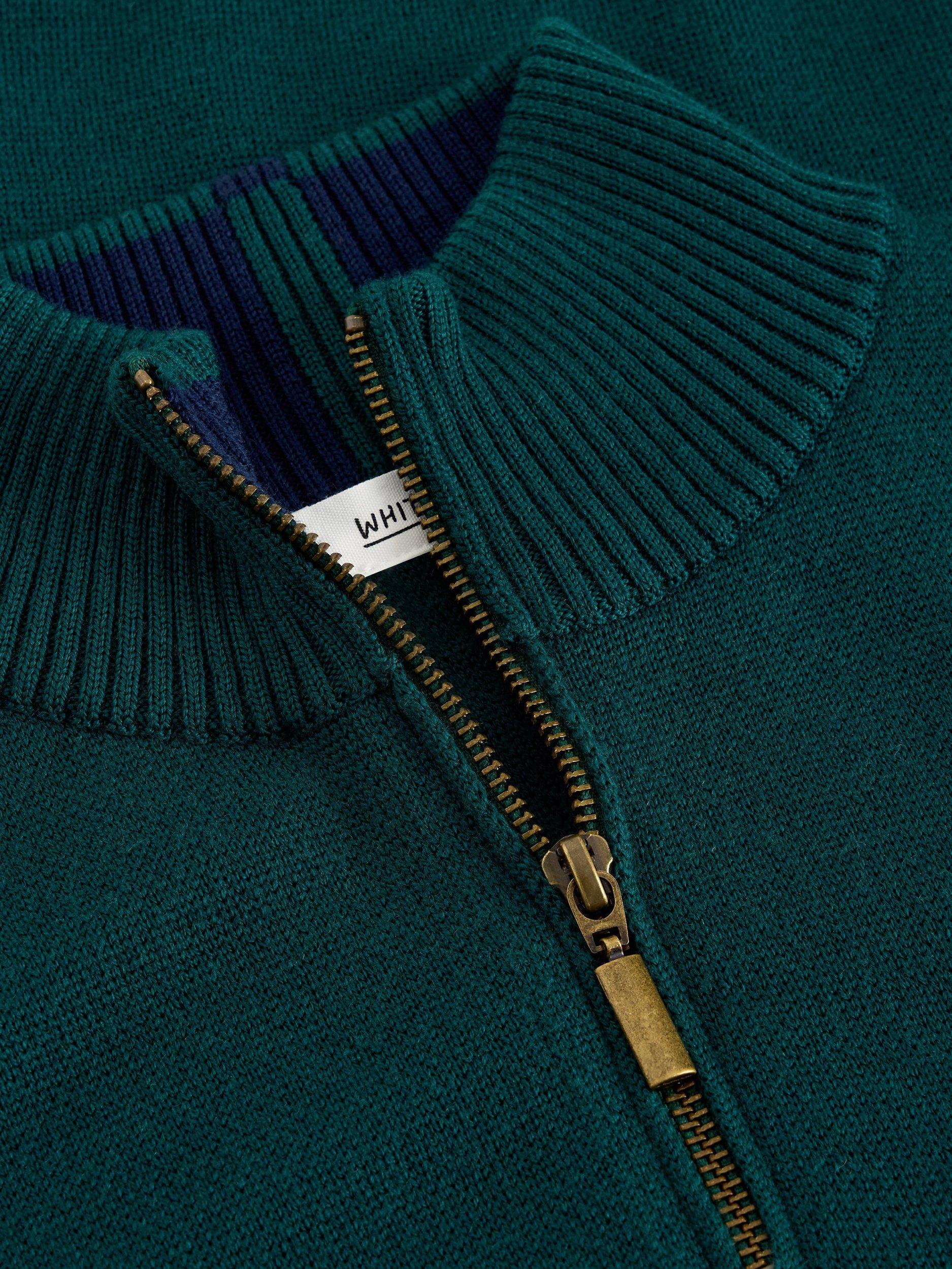 Product image 6 of 6, which shows White Stuff Newport Half Zip Merino Wool Jumper, Green, M Reg