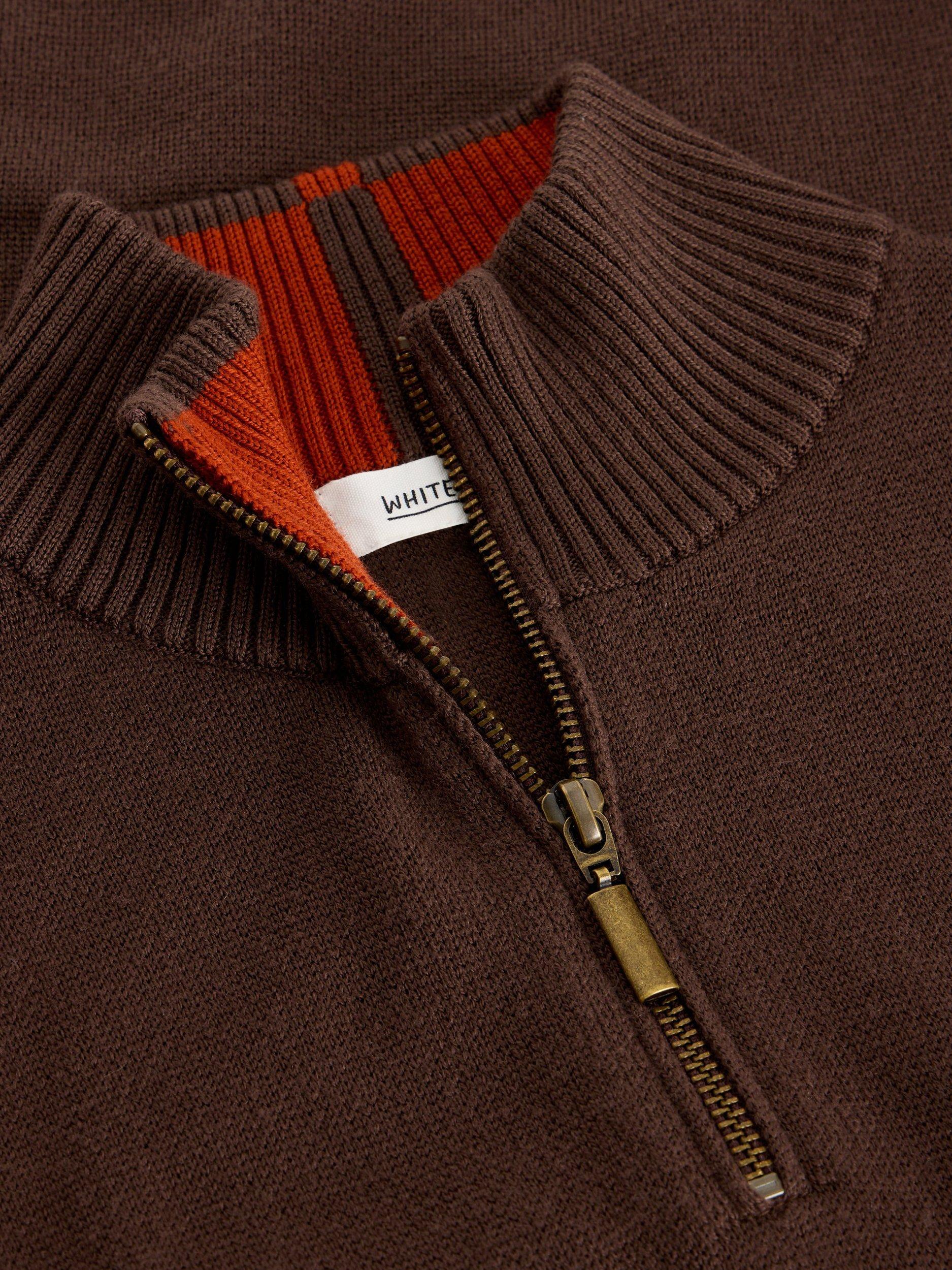 Product image 6 of 6, which shows White Stuff Newport Half Zip Merino Wool Jumper, Mid Brown, S Reg