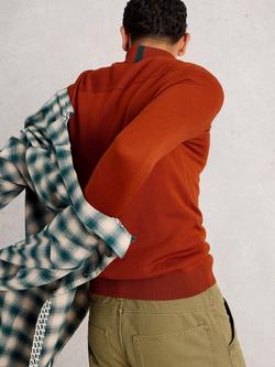 White Stuff Newport Half Zip Merino Wool Jumper, Mid Orange - view 2, Mid Orange