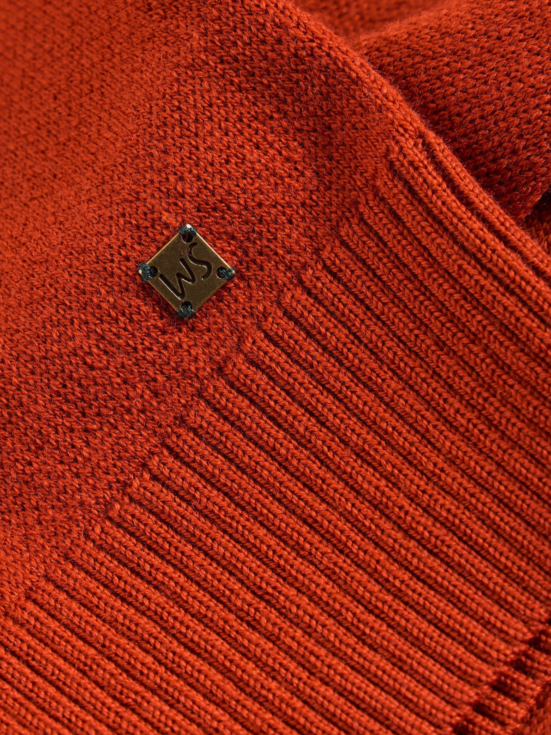 Product image 5 of 5, which shows White Stuff Newport Half Zip Merino Wool Jumper, Mid Orange, S Reg